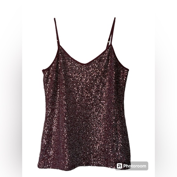 Express Tops - Express Sequin Metalic Cami Tank Size Medium